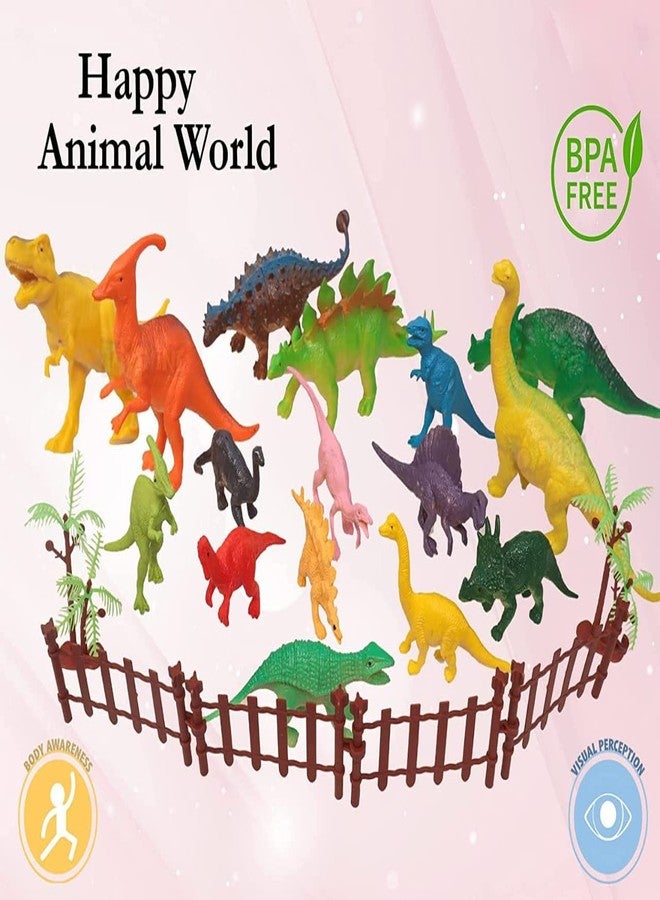 OANGO Pack of Medium Large Sized Wild Animal Dinosaur Rubber Play Toy for Kids Baby 2 3 4 5 Year Old, Non-Toxic (Wild Animal Dinosaur) (Pack of 18) - Image 2